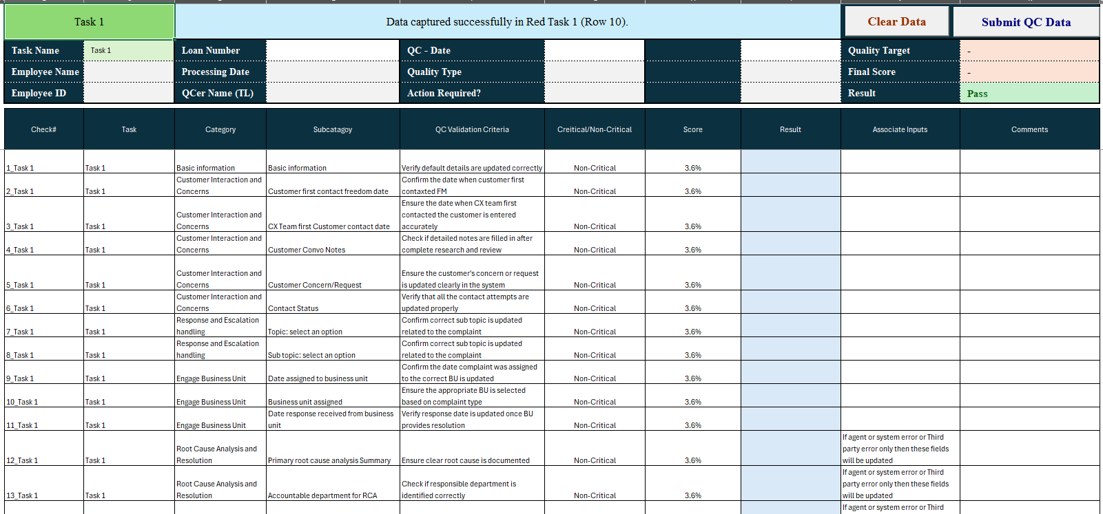 Excel QC audit checklist product preview